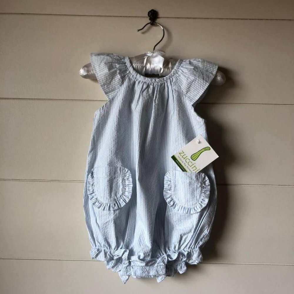 NWT Zuccini Blue Seersucker Bubble Girls 24M